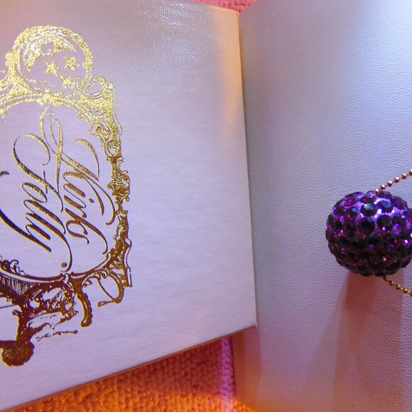 BEAUTIFUL KIRKS FOLLY PURPLE SWAVORSKI CRYSTAL BALL NECKLACE - Picture 6 of 6
